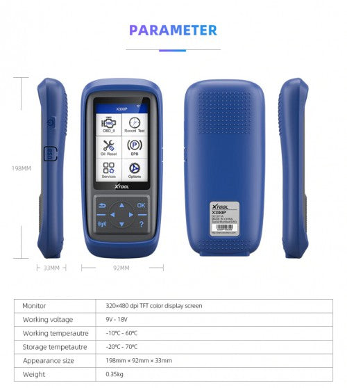 XTOOL X300P OBD2 Auto Diagnostic Tool Engine Scanner Mileage Adjustment Tool