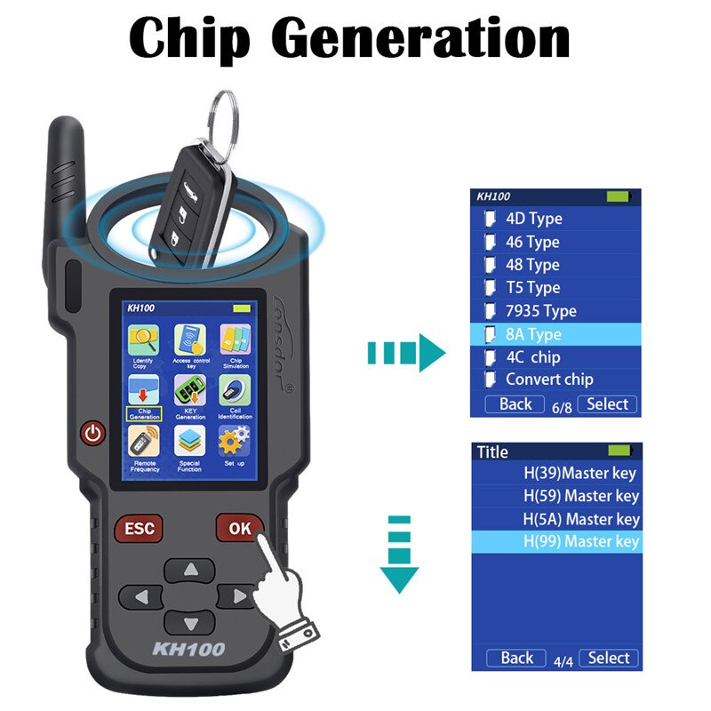 LONSDOR KH100+ Hand-Held Remote Key Programmer key/simulate/ generate chip/generate remote