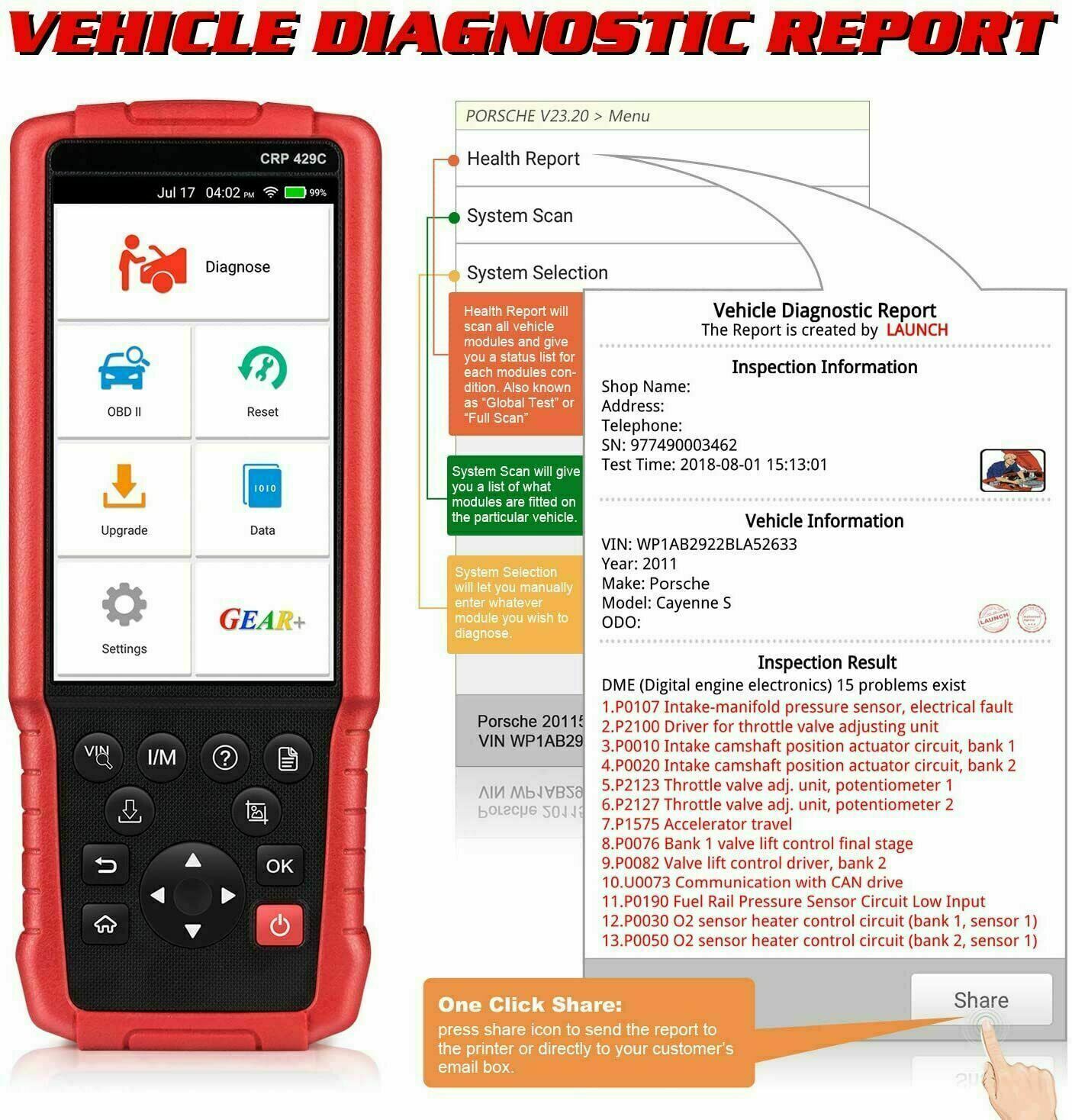 LAUNCH X431 CRP429C OBD2 Scanner Car ABS Engine Code Reader Diagnostic Scan Tool