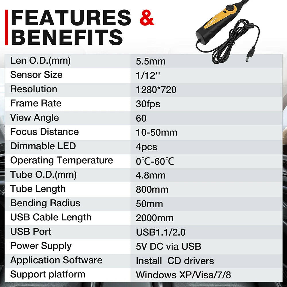 LAUNCH X431 Videoscope HD Inspection Camera VSP600 for Viewing & Capturing Video