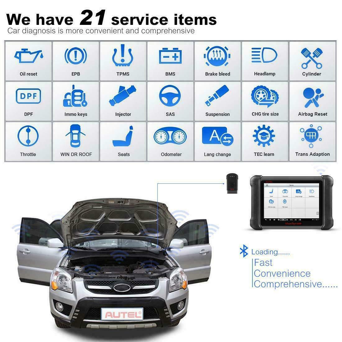 Autel MaxiSys MS906BT OBD2 Bluetooth Auto Diagnostic Scanner Tool ECU Coding AU - 2 YEARS FREE UPDATES