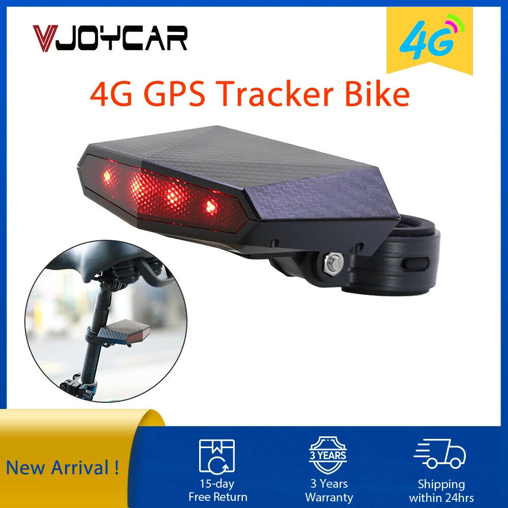 VJOYCAR Global 4G Bike GPS Tracker Tail Lamp Bicycle Alarm System GPS Locator