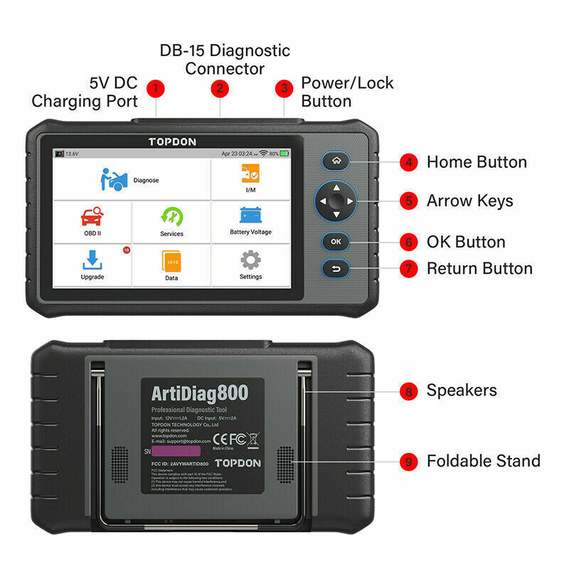 TOPDON Artidiag800 OBD2 AUTO Diagnostic Tool Scanner Full System IMMO KEY Coding - Auto Lines Australia