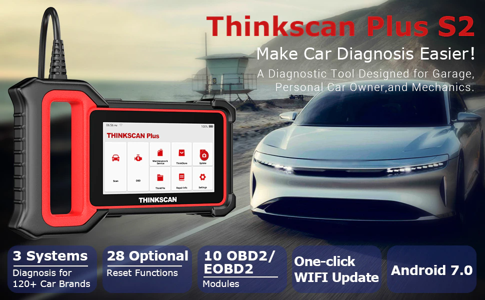 THINKCAR Thinkscan Plus S2 OBD2 Scanner ABS SRS Engine Diagnosis Oil DPF Reset P