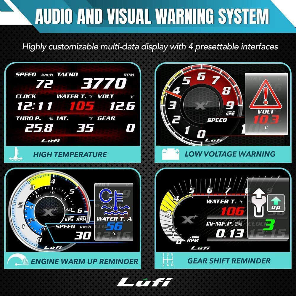 Lufi XF OBD2 HUD Gauge Total Mileage Multi-Function Smart Digital Diagnosed Tool