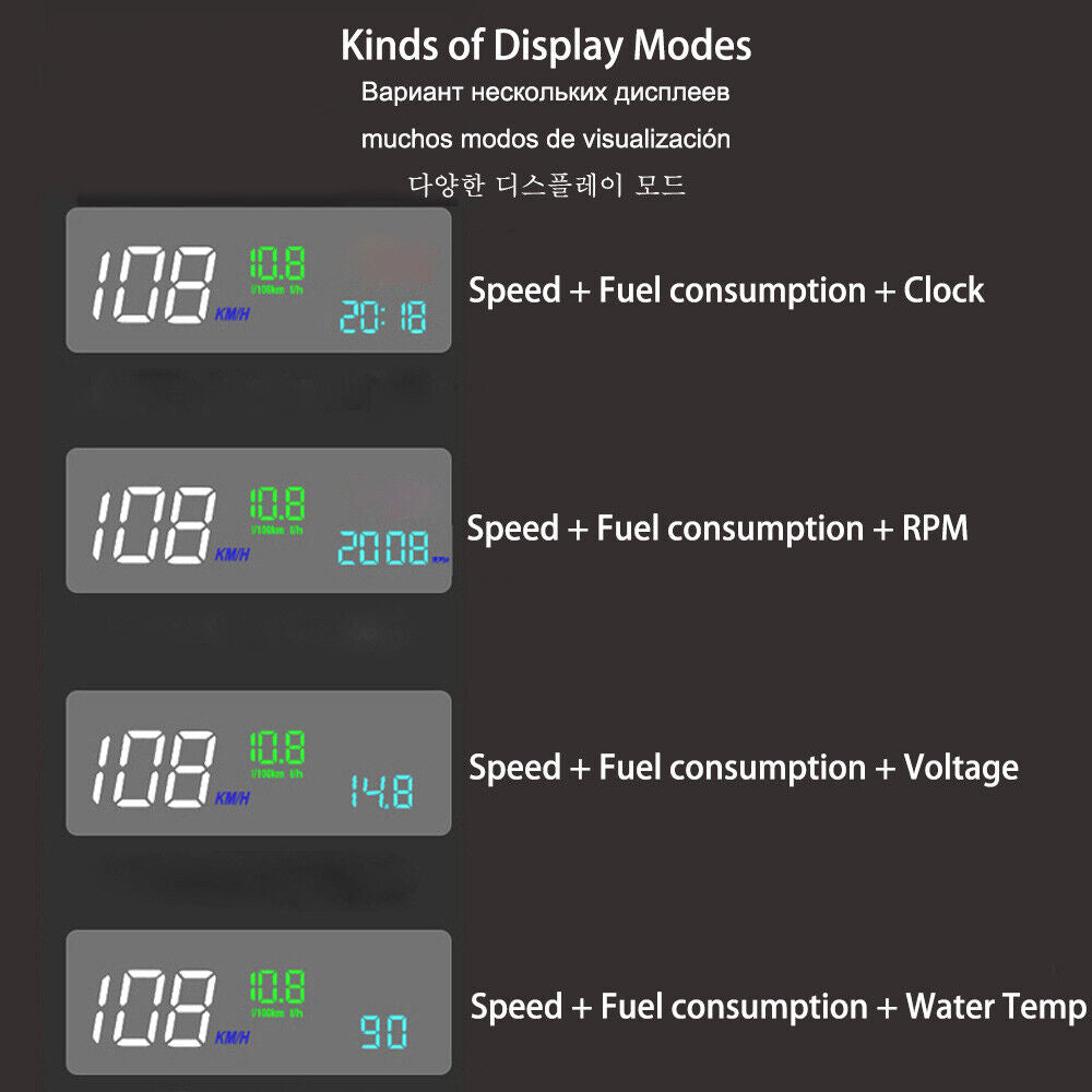 Mirror HUD MX20 Head Up Display OBD2 Winshield Speedometer RPM Speed Projector