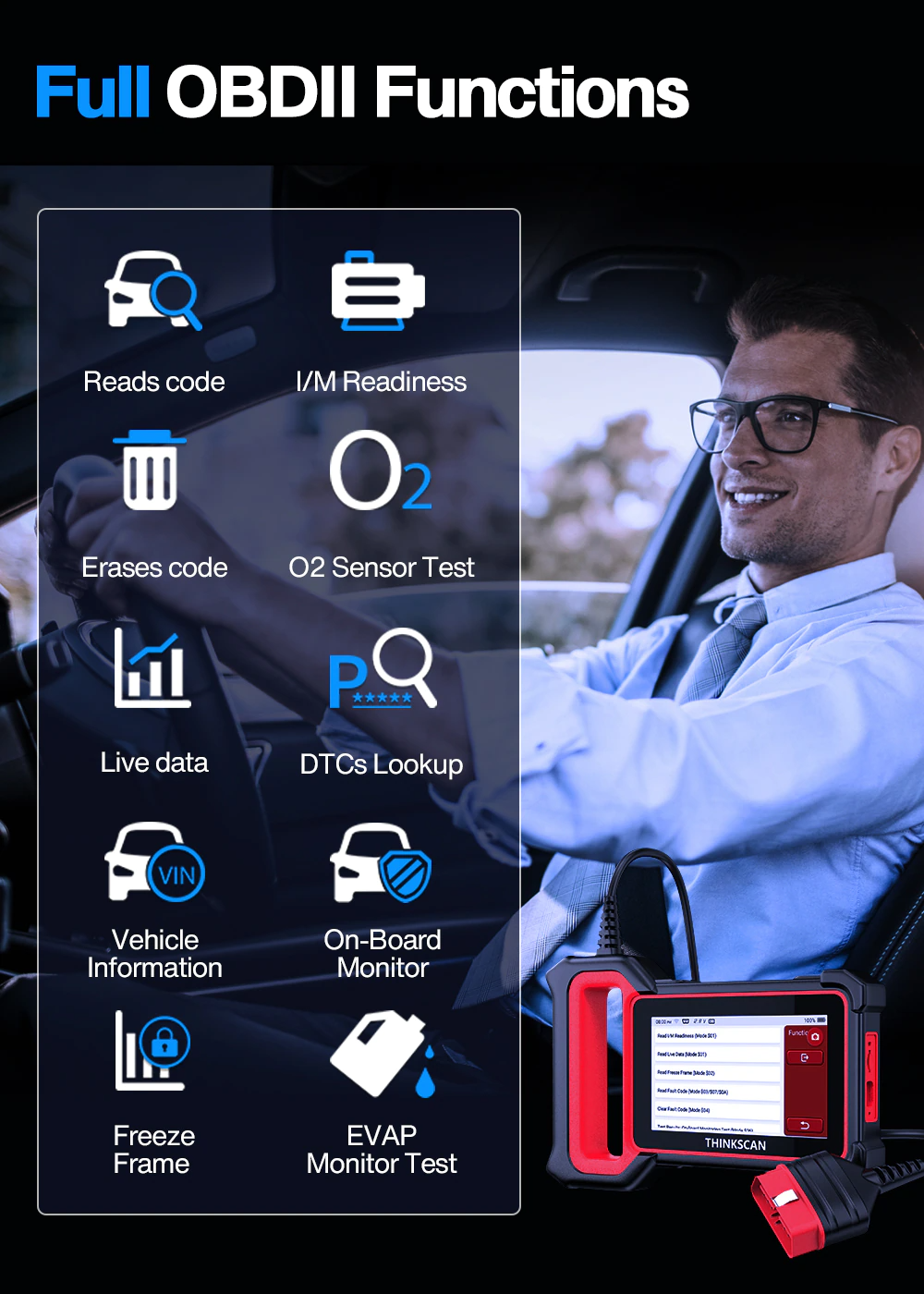 THINKCAR Thinkscan Plus S2 OBD2 Scanner ABS SRS Engine Diagnosis Oil DPF Reset P