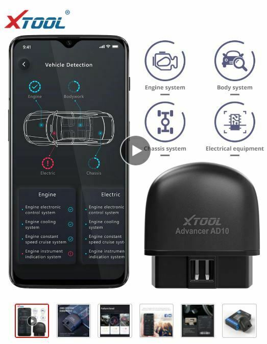 XTOOL AD10 OBD2 Diagnostic Scanner EOBD Bluetooth ELM327 Code Reader Tool HUD