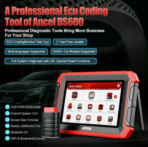 ANCEL DS600 ECU Key Coding BMS Injector Diagnostic Tool - Car's OBD2 USA