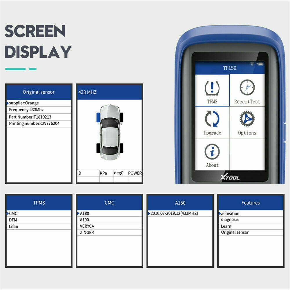 XTOOL TP150 Tire Pressure Monitoring System OBD2 TPMS Diagnostic Scanner Tool