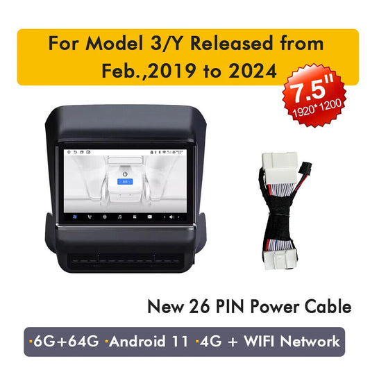 New 7.5inches Screen for Tesla Rear Display Panel 4G WIFI Network Model Y 3