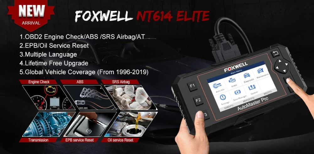 FOXWELL NT614 Auto Engine Transmission ABS SRS OBDII Reset Diagnostic Scan Tool - Auto Lines Australia