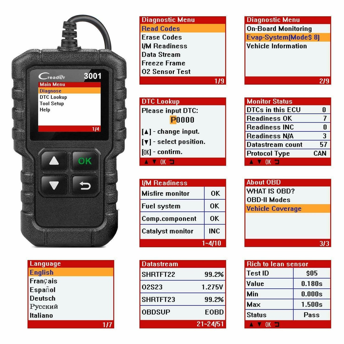 LAUNCH CR319 OBD2 Car Engine Fault Code Reader Diagnostic Scanner Scan Tool OBD