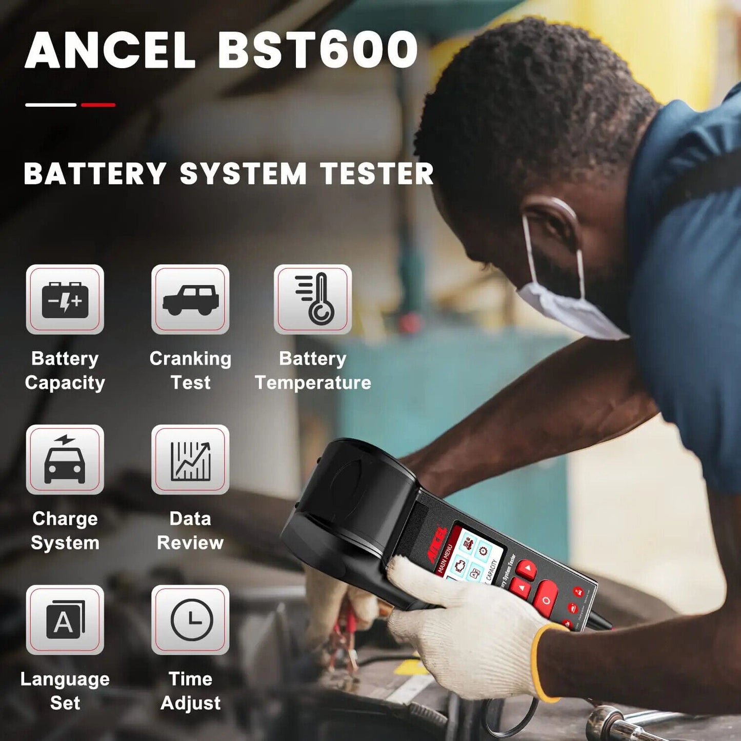 ANCEL BST600 12V/24V Car Battery Tester - Car's OBD2 USA