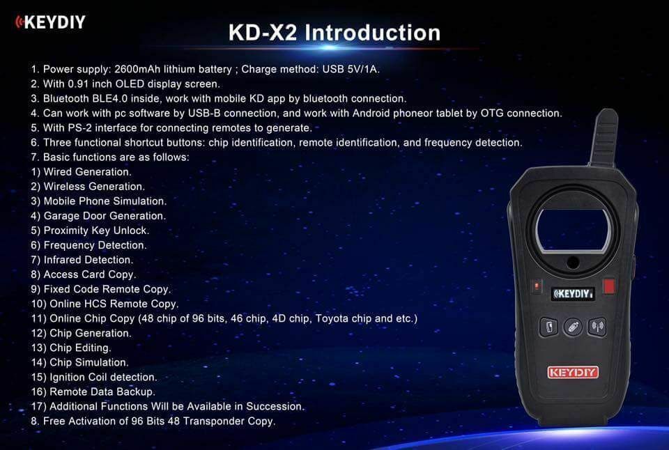 KEYDIY KD-X2 Car Key Garage Door Remote Generater/Chip Reader/Frequency/Tester - Auto Lines Australia