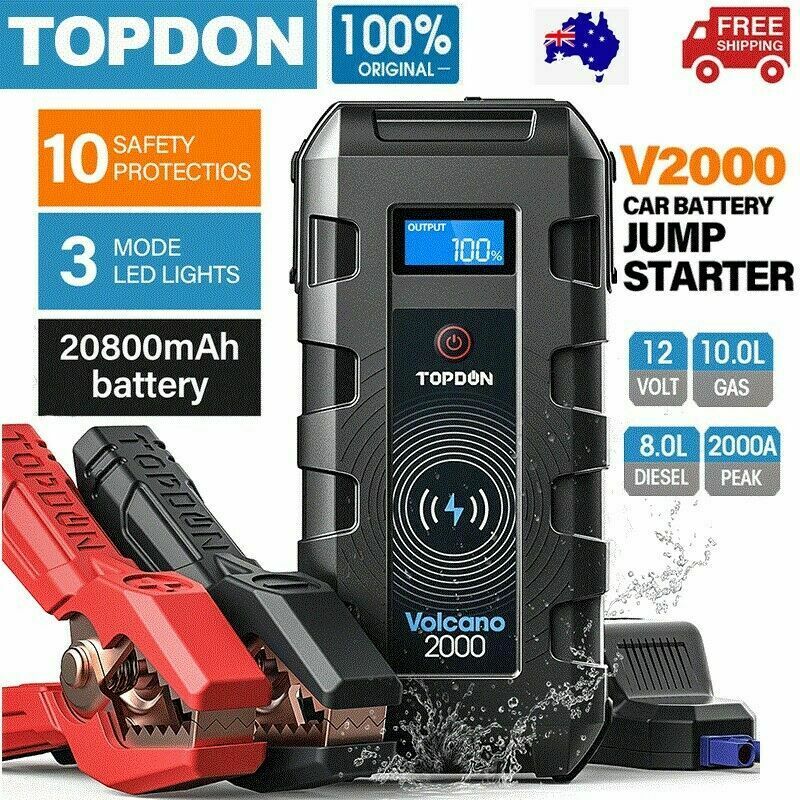 Portable Emergency Car Jump Starter Kit 12V 2000A Peak 20800mAh Battery Charger