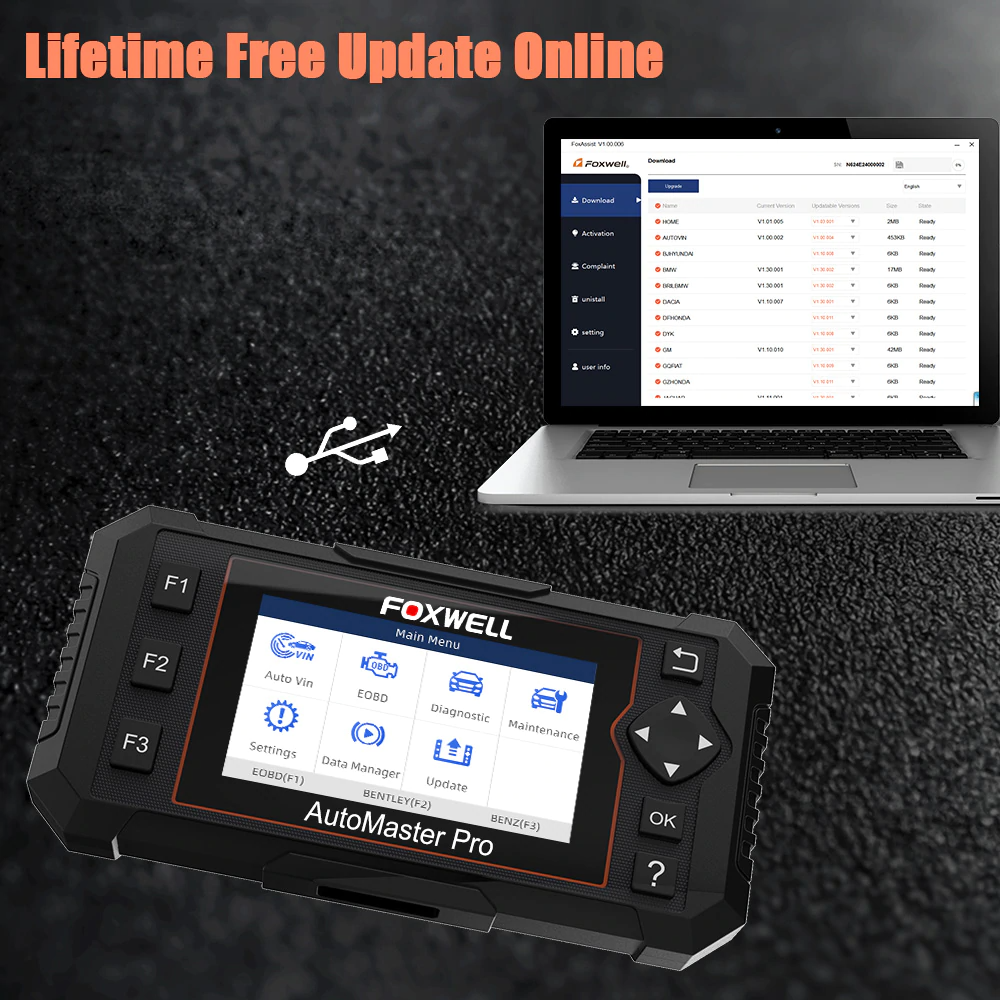 FOXWELL NT614 Auto Engine Transmission ABS SRS OBDII Reset Diagnostic Scan Tool - Auto Lines Australia