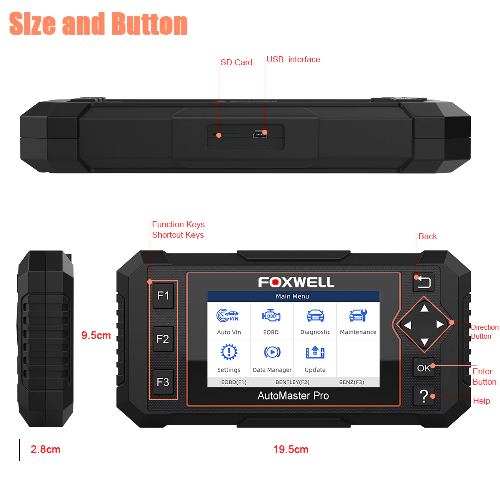 FOXWELL NT614 Auto Engine Transmission ABS SRS OBDII Reset Diagnostic Scan Tool - Auto Lines Australia