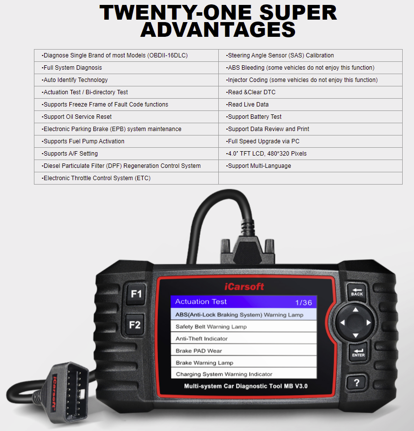 Icarsoft MB V3.0 For Mercedes-Benz/Sprinter/Smart Multi Sys Diagnostic Scan Tool