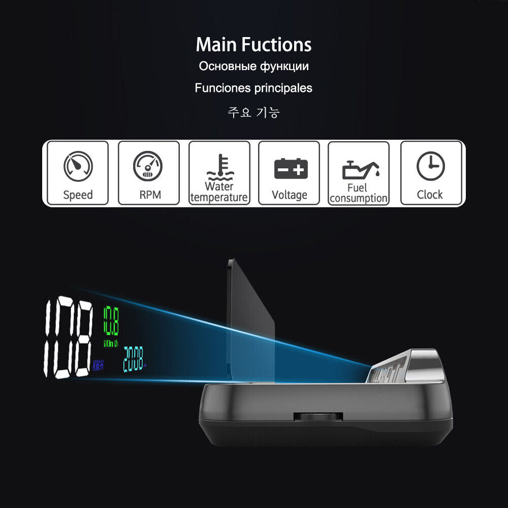 Mirror HUD MX20 Head Up Display OBD2 Winshield Speedometer RPM Speed Projector