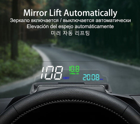 Mirror HUD MX20 Head Up Display OBD2 Winshield Speedometer RPM Speed Projector