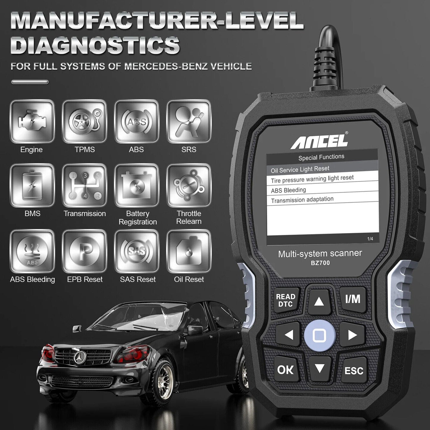 ANCEL BZ700 OBD2 Code Reader Professional for Mercedes Benz - Car's OBD2 USA