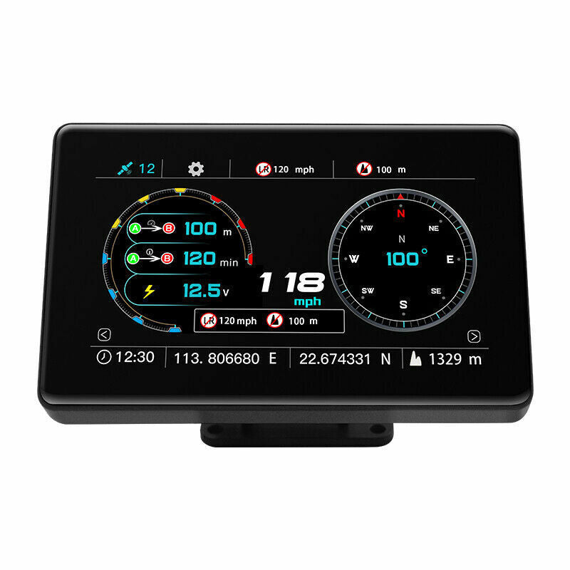 Car GPS Speedmeter HUD Slope Mileage Meter Time Altitude Display Touch Screen