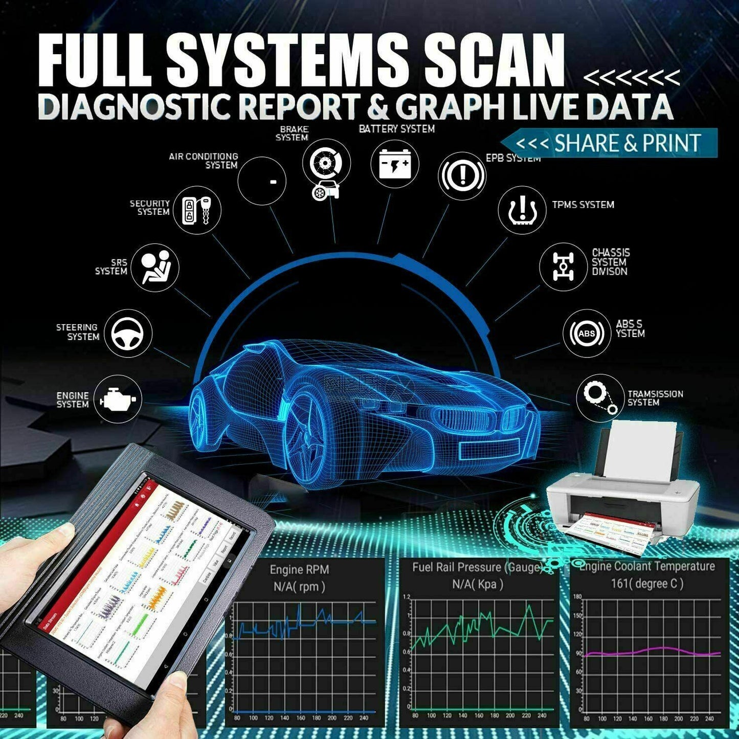 LAUNCH X431 PAD3 OBD2 Scanner Bidirectional Diagnostic Tool ECU Key Coding