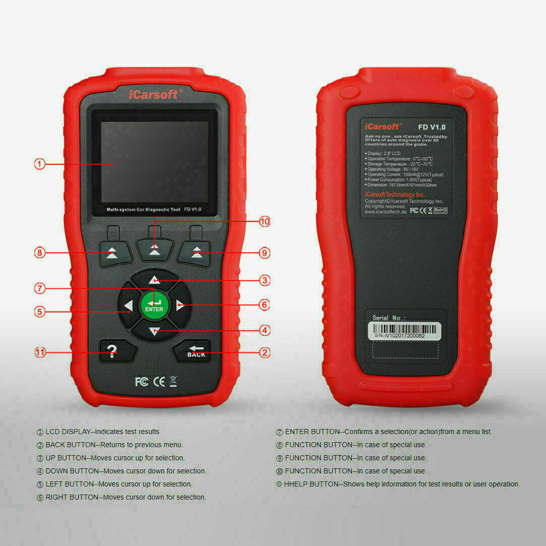 iCarsoft FD V1.0 - Ford Professional Diagnostic Scanner Tool - iCARSOFT SA