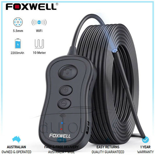 FOXWELL WiFi 5.5mm Endoscope Camera Borescope Inspection 5M Cable iPhone Android