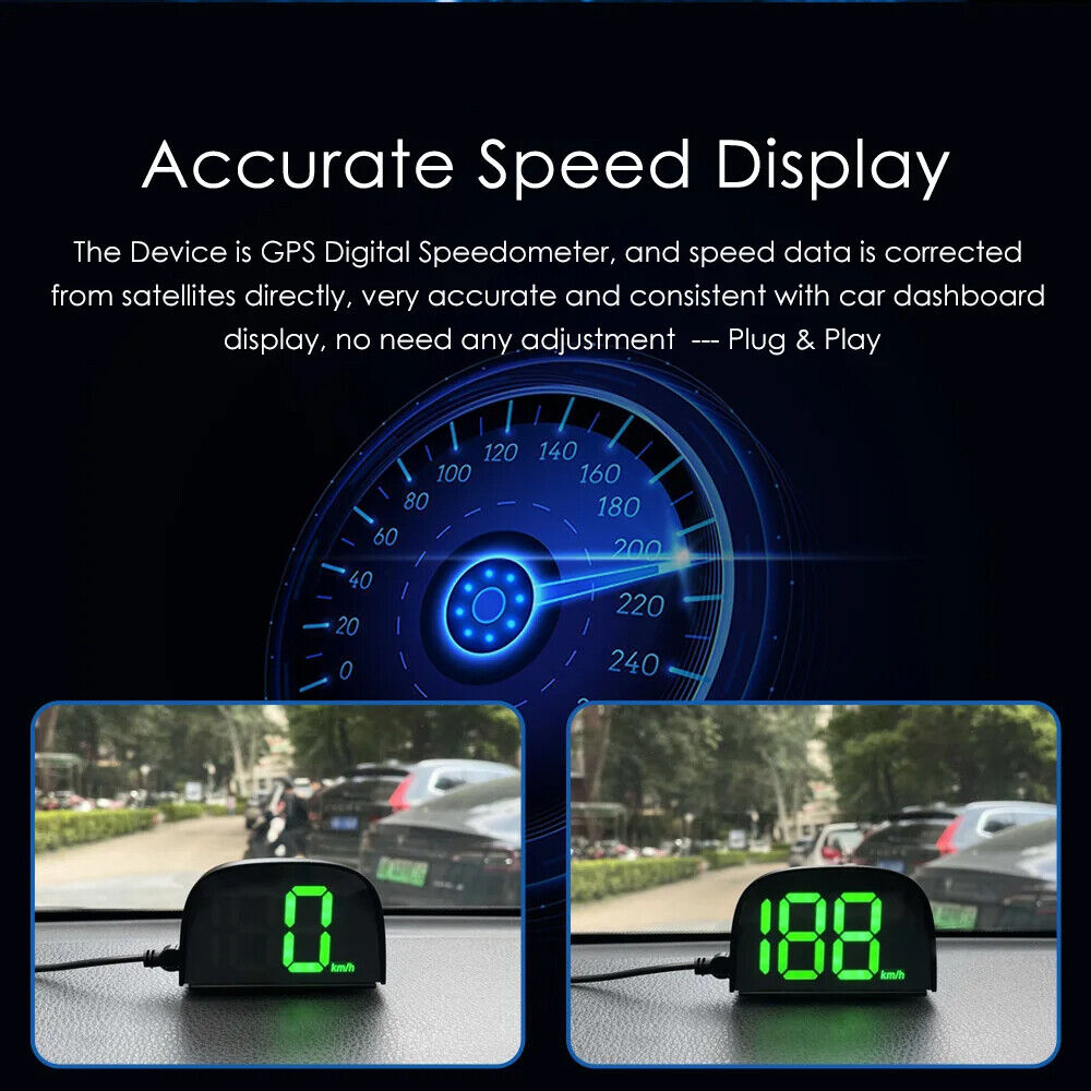 New GPS HUD Digital Speedometer Display 2-Color Plug and Play Big Font Car