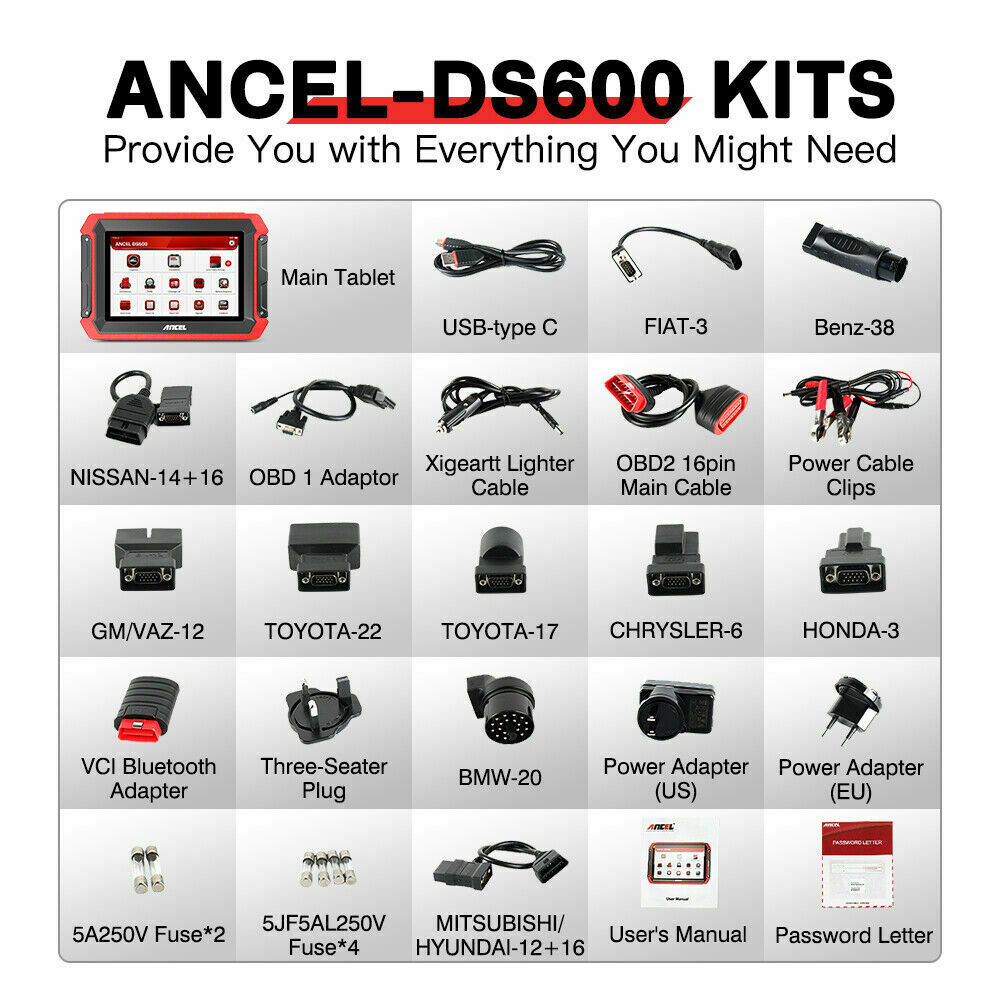 ANCEL DS600 ECU Key Coding BMS Injector Diagnostic Tool - Car's OBD2 USA