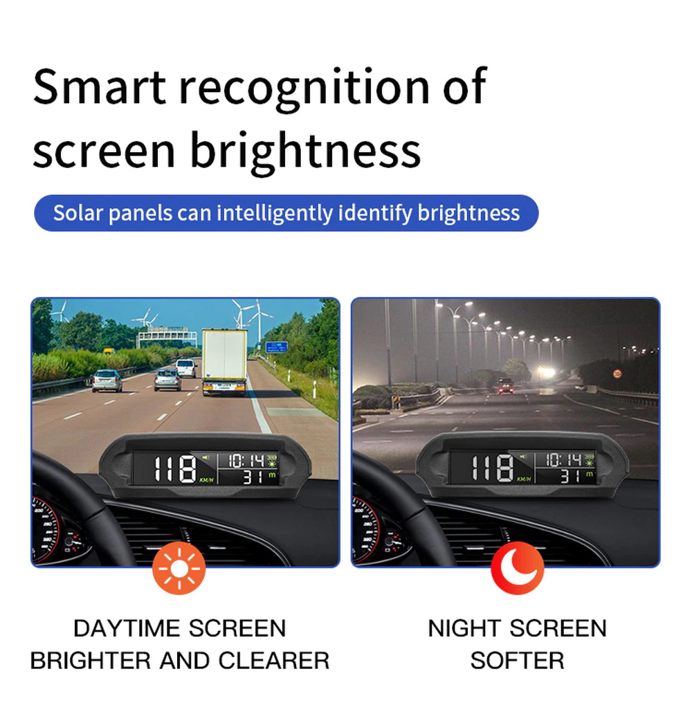 Wireless HUD HEAD-UP DISPLAY Car/Truck/Bus Solar Panel Digital Speedometer Universal GPS Speed Warning Alarm