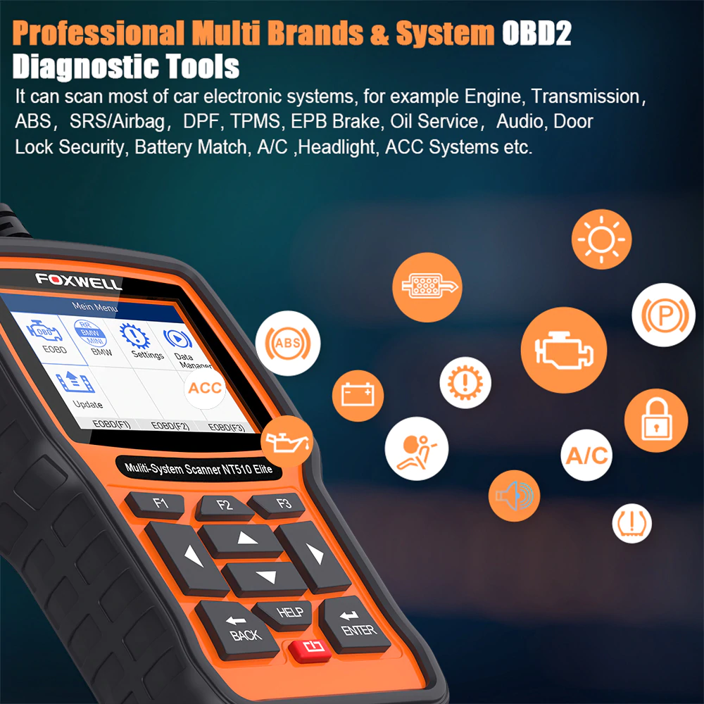 FOXWELL NT510 Full System OBD2 Auto Fault Code Reader Reset Diagnostic Scan Tool Fits ROLLS-ROYCE - Auto Lines Australia