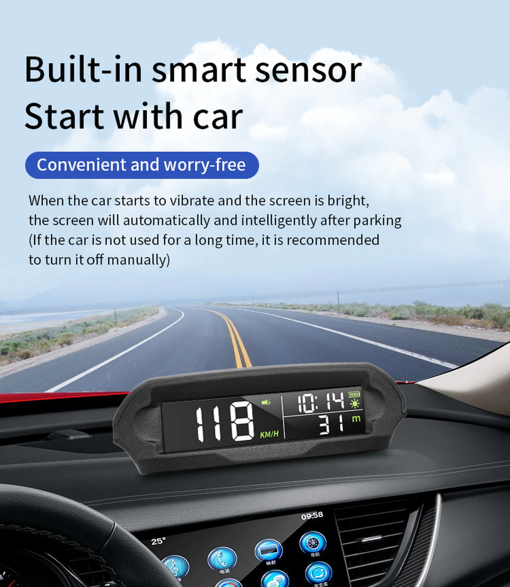 Wireless HUD HEAD-UP DISPLAY Car/Truck/Bus Solar Panel Digital Speedometer Universal GPS Speed Warning Alarm