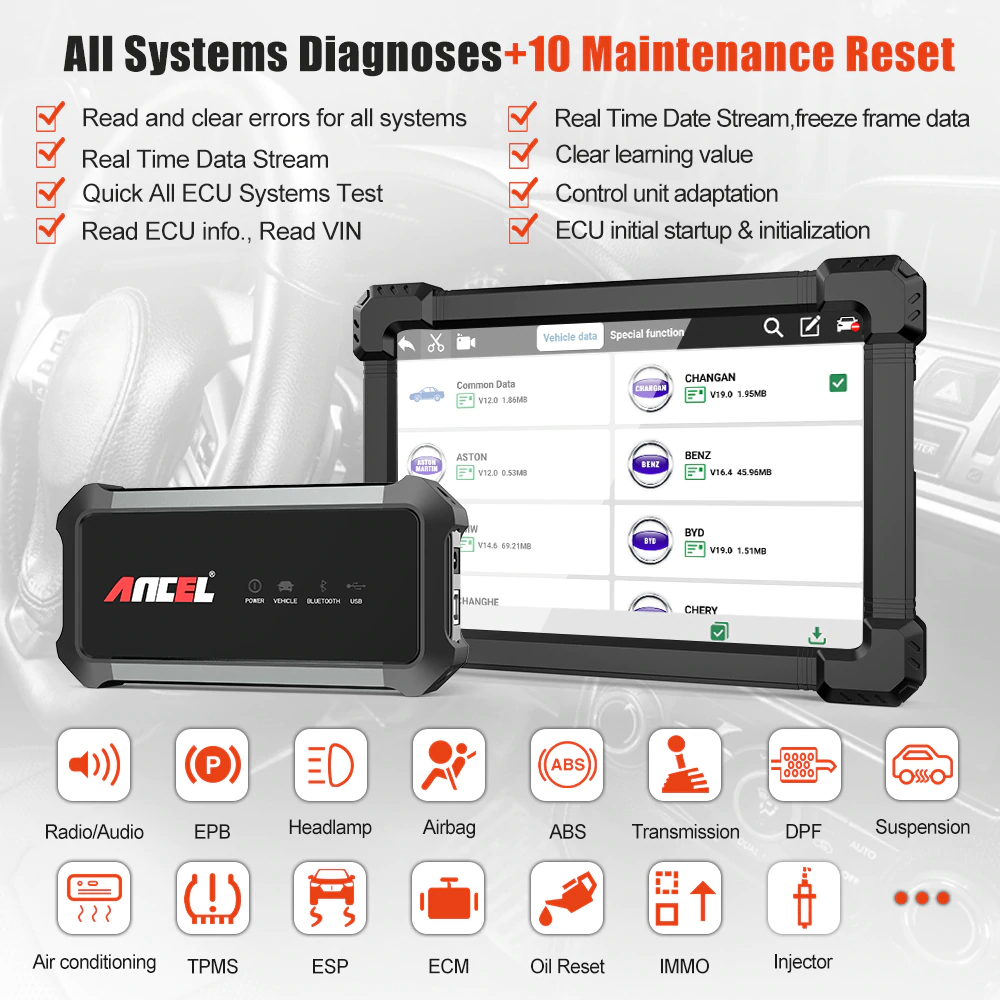 Ancel X7 Automotive OBD2 Diagnostic Scan Tool ABS SRS Car Full System Scanner