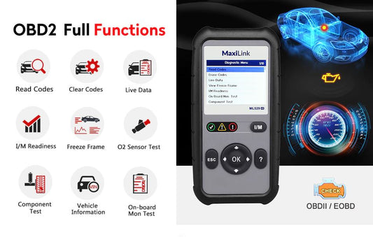 Autel MaxiLink ML529HD Truck 24V Scanner OBD2 Auto Code Reader Heavy Duty Diagnostic Tool Utilizing SAE-J1939 SAE-J1708