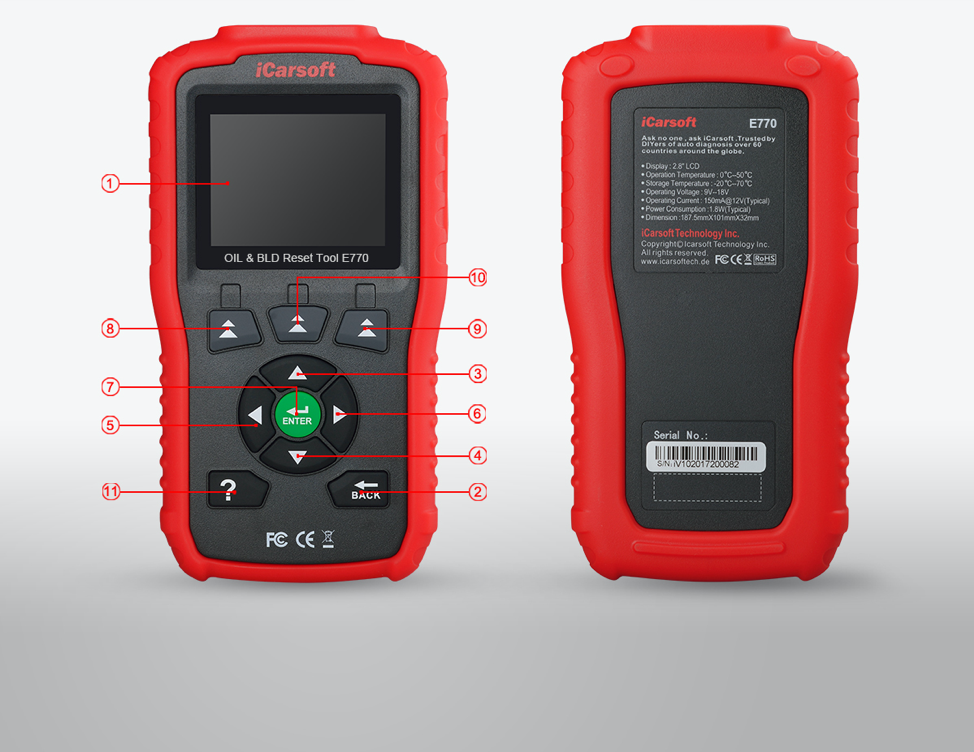 iCarsoft E770 ABS+SRS+OIL+BLD+OBD II car diagnostic tool