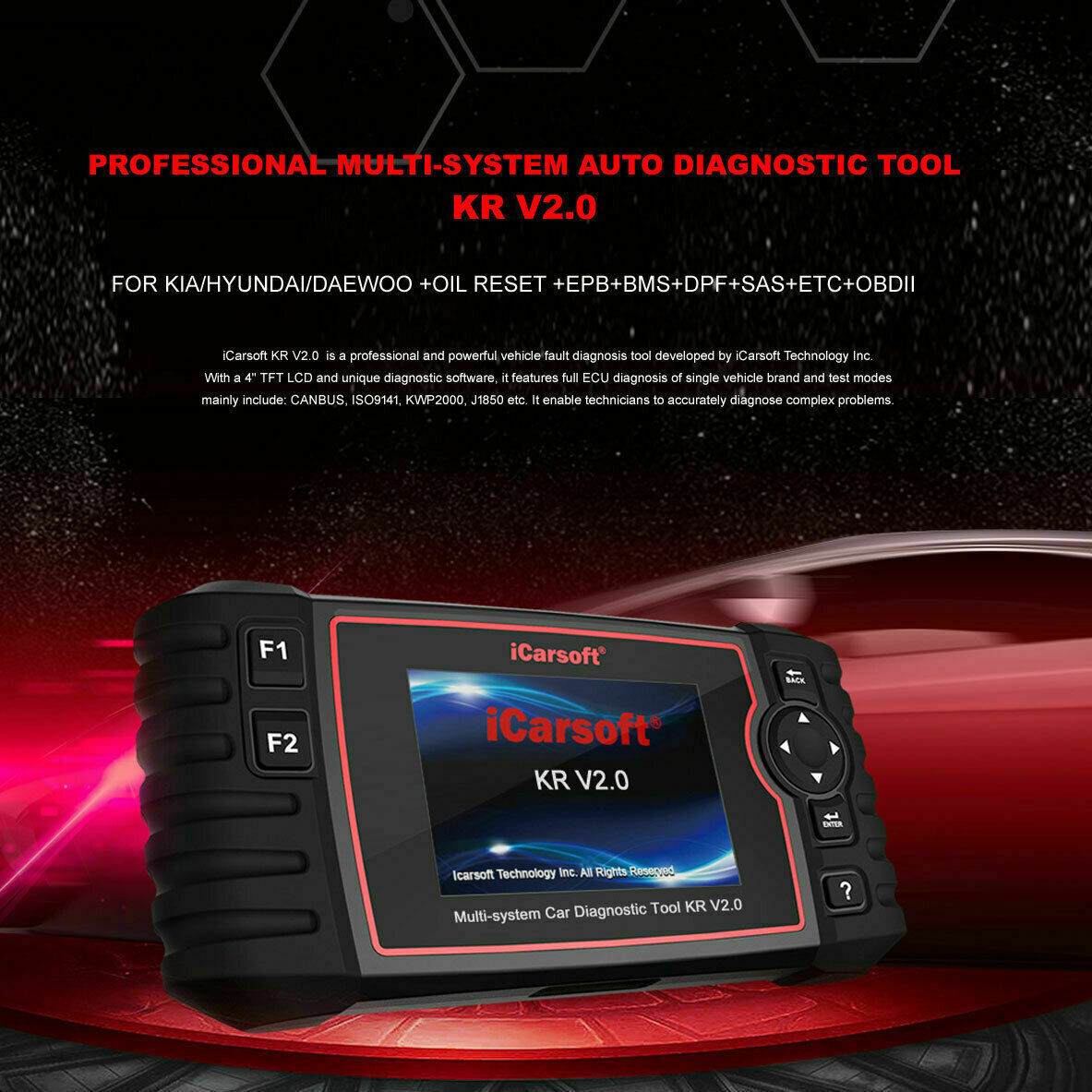 ICARSOFT KR V2.0 OBDII ENGINE DIAGNOSTIC CODE SCAN FOR KIA HYUNDAI DAEWOO - Auto Lines Australia